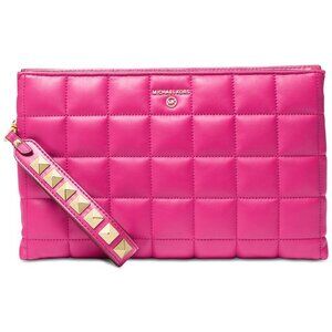 NWT MICHAEL KORS Jet Set Charm Extra Large Double Gusset Wristlet Raspberry